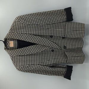 Vintage 70s Pendleton Women's Virgin Wool Blazer Large Houndstooth Black White